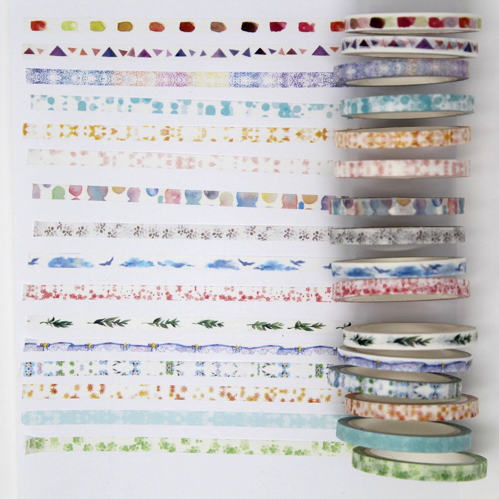 Amazon | 水彩風 スリム マスキングテープ 大量 16巻 セット かわいい